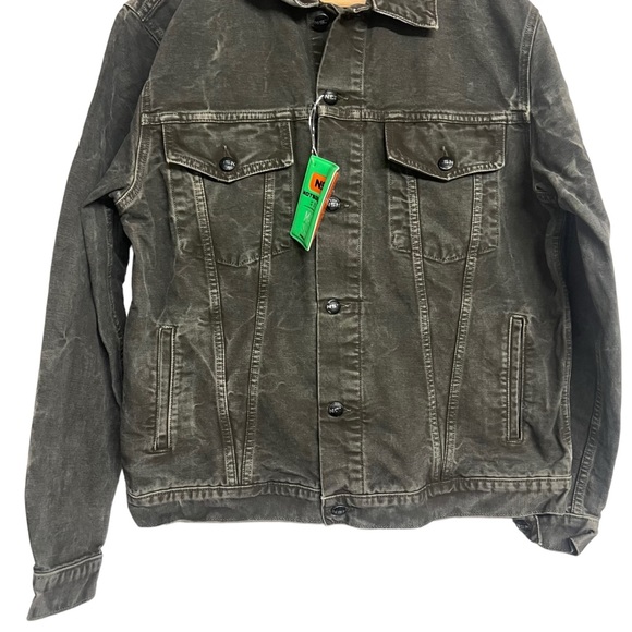 New Mens NotSoNormal Classic Denim Jacket in Olive - Picture 3 of 6